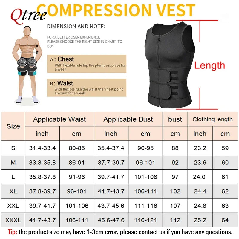 Men's Body Shaper Waist Trainer Sauna Vest Double Belt Sweat Shirt Corset Top Abdomen Slimming Shapewear Fat Burn Fitness Suits