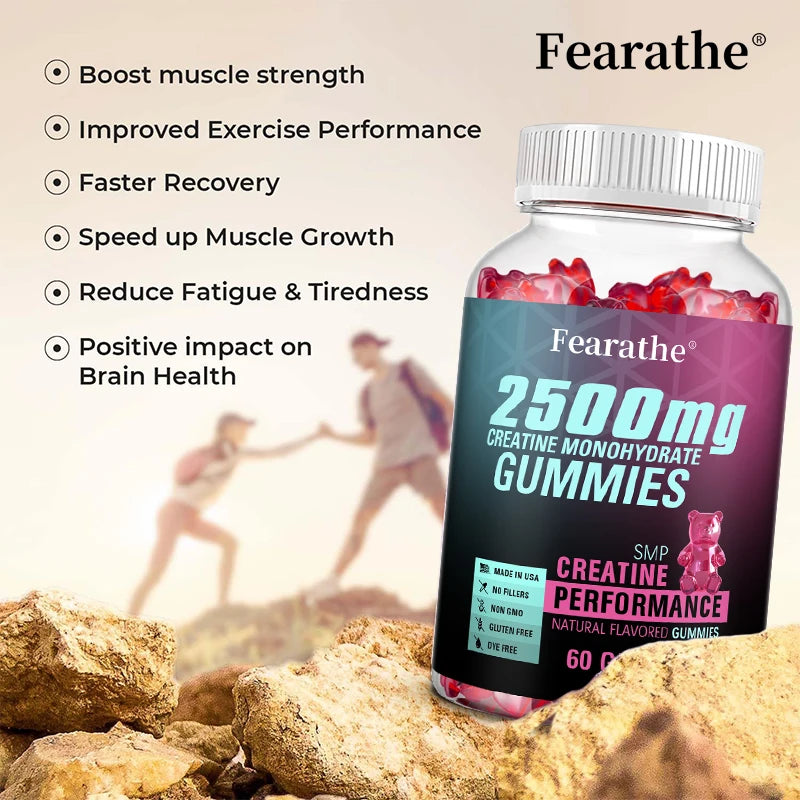 Creatine Monohydrate Gummies - Boost Energy, Build Muscle Mass, and Improve Athletic Performance, Supports Mood Health