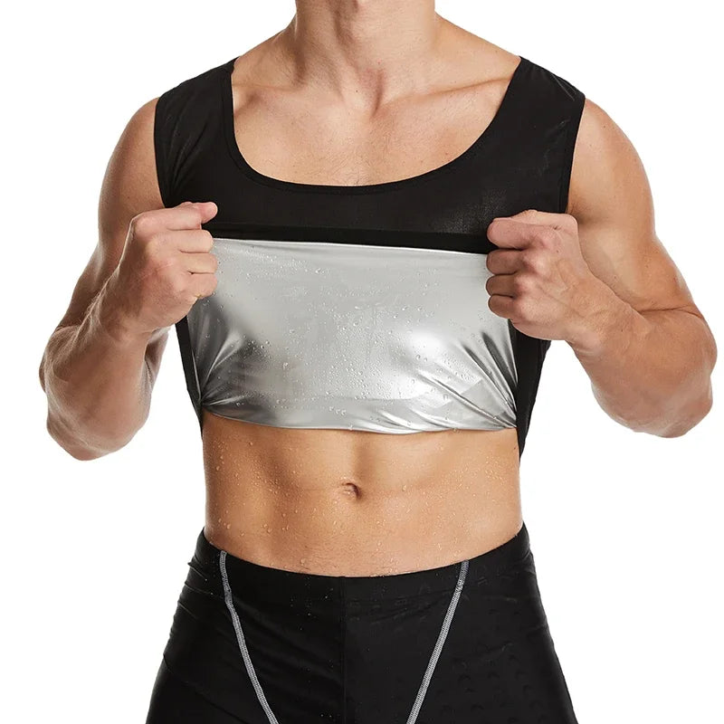 Men Sauna Sweat Vest Heat Trapping Tank Tops Sweating Body Shaper Waist Slimming Shapewear Fitness Sauna Suits Gym Workout Tops