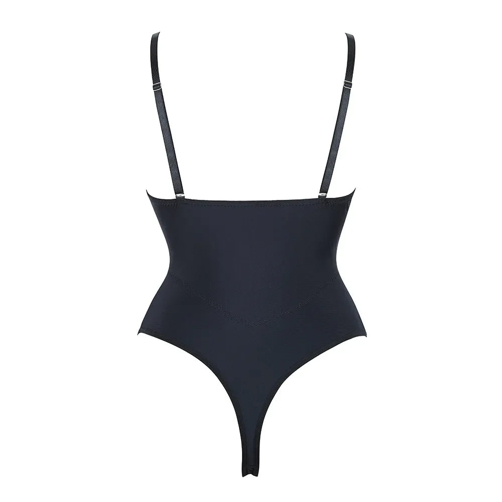 Strap Bodysuit Plus Size Women's Body Shaper Compression Bodysuit One Piece Backless Shapewear Slimming Underwear Black Beige