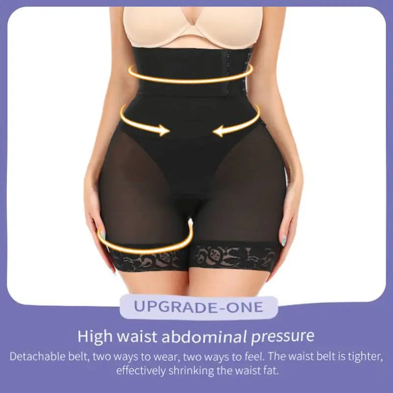 Flat Belly Body Shaper Women Tummy Control Butt Lifter Panties with Removable Bandage Wrap Belt Slimming Sheath Shorts Shapewear