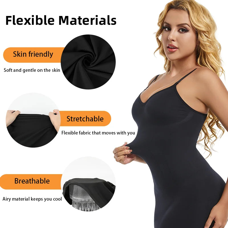Womens Shapewear V-neck Full Slips for Under Dresses Slimming Butt Lifter Tummy Control Flat Belly Compression Body Shaper Dress