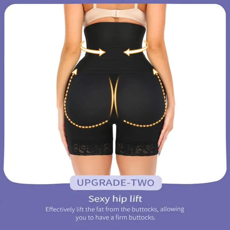 Flat Belly Body Shaper Women Tummy Control Butt Lifter Panties with Removable Bandage Wrap Belt Slimming Sheath Shorts Shapewear