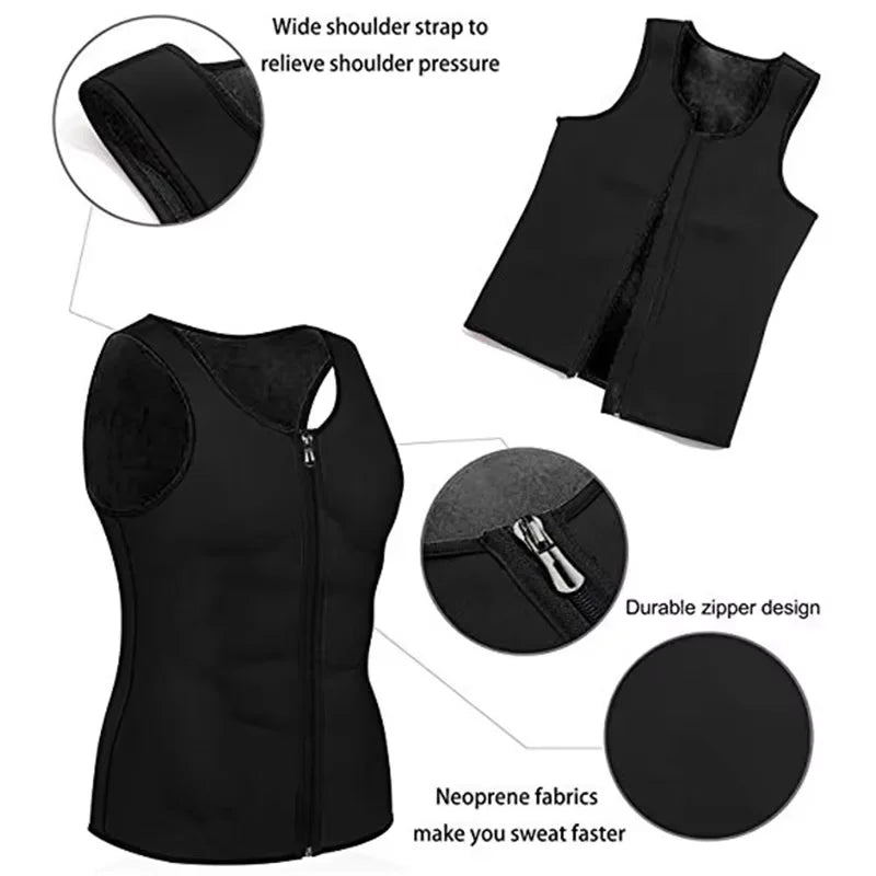 Men Slimming Vest Sauna Sweat Body Shaper Workout Weight Loss Tank Tops Abdomen Control Waist Trainer Fat Burning Shapewear