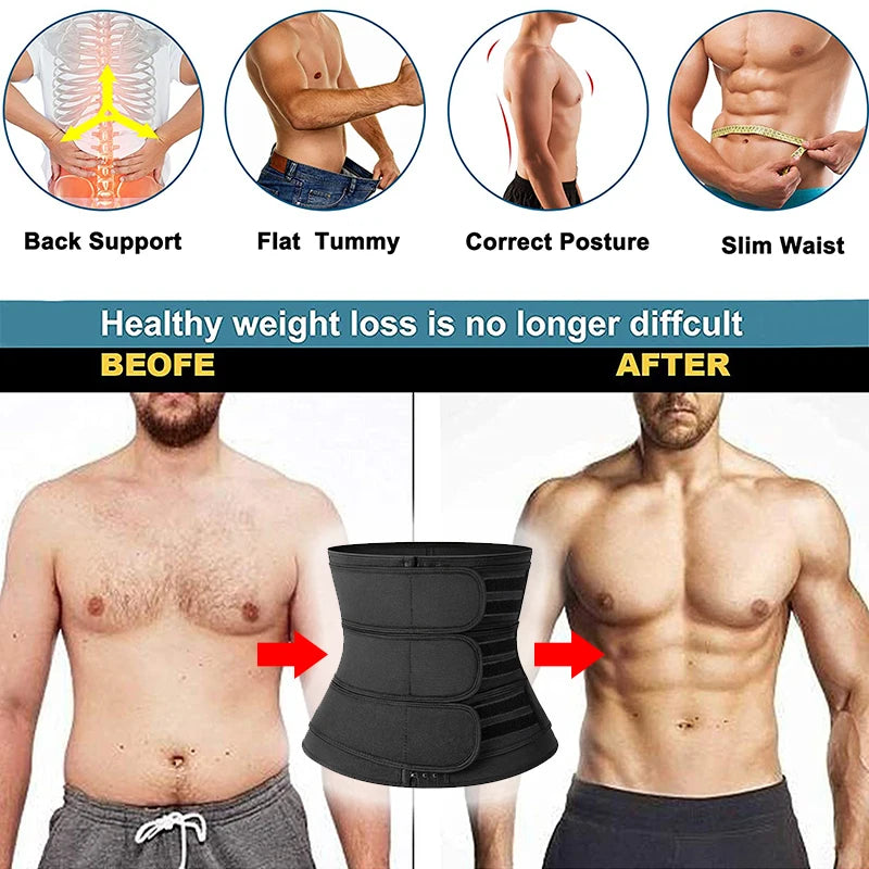 Mens Waist Trainer Corsets Fitness Trimmer Belt Slimming Body Shaper Weight Loss Sauna Sweat Girdle Workout Fat Burner Fajas