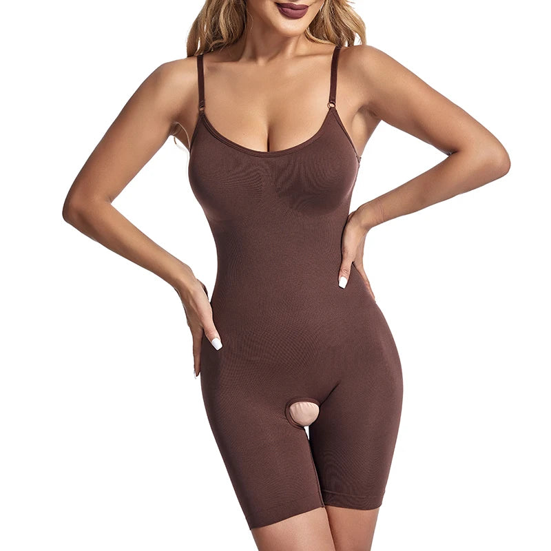 Women Seamless Bodysuit Compression Open Crotch Shapewear Push Up Belly Tightening Corset Slimming Butt Lifter Full Body Shaper