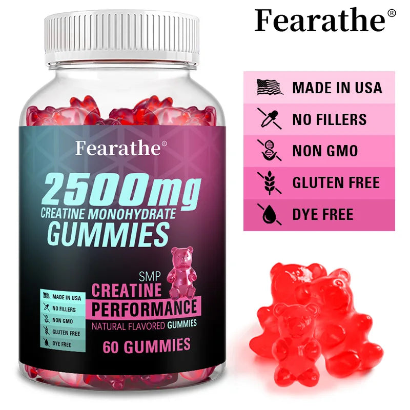 Creatine Monohydrate Gummies - Boost Energy, Build Muscle Mass, and Improve Athletic Performance, Supports Mood Health
