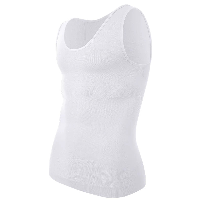 Miss Moly Mens Slimming Compression Shirt Sleeveless Shapewear Sexy U Neck Waist Trainer Tank Top Belly Control Fitness