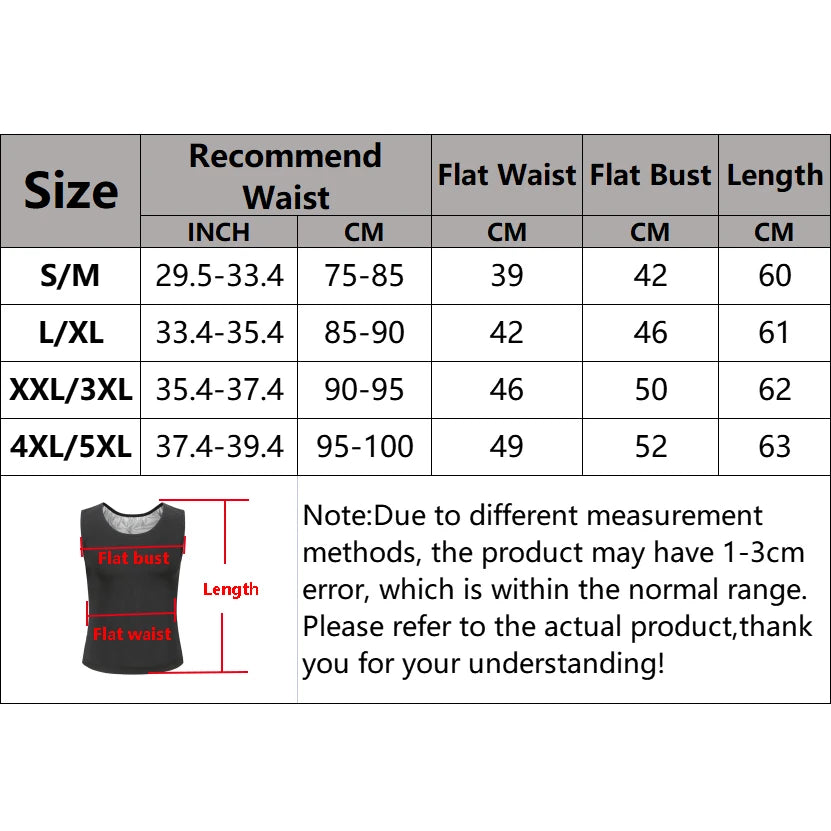 Men Sauna Sweat Vest Heat Trapping Tank Tops Sweating Body Shaper Waist Slimming Shapewear Fitness Sauna Suits Gym Workout Tops