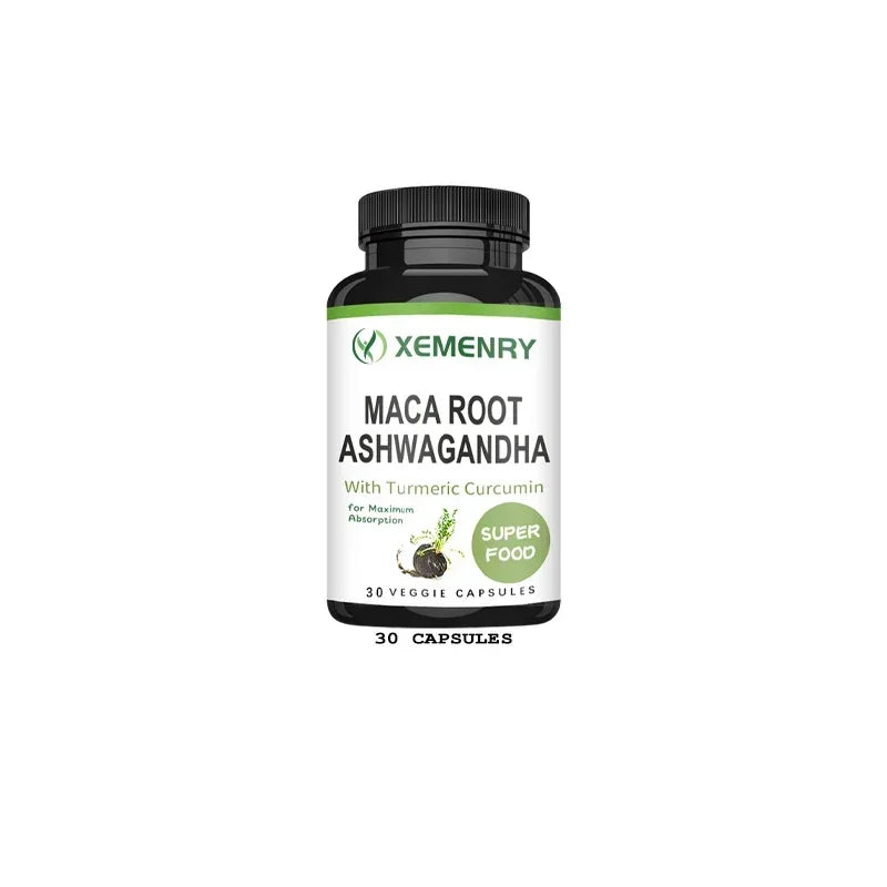Men's Supplement - Maca Root + Ashwagandha with Turmeric Curcumin | Relieve Stress, Muscle Mass, Endurance and Vitality