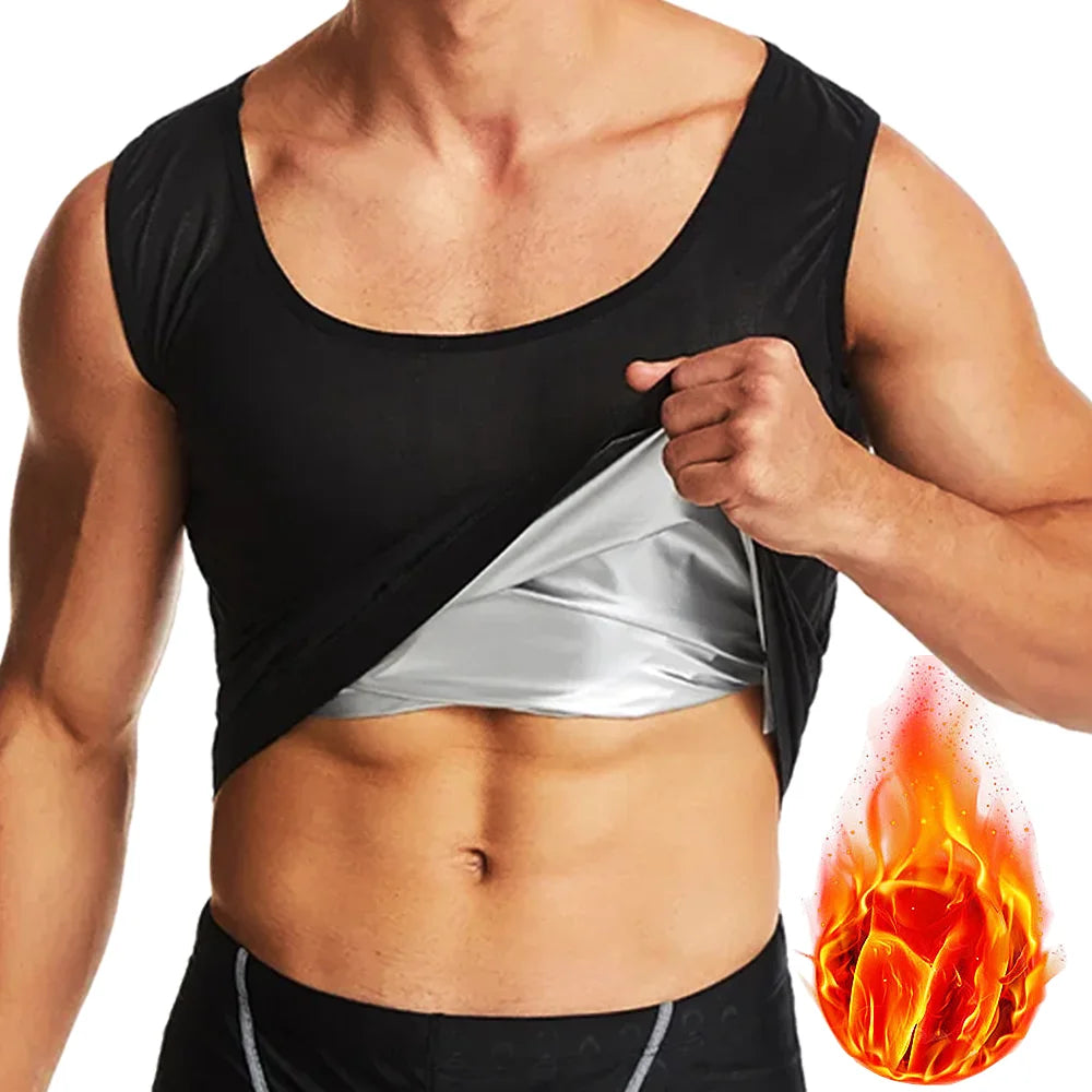 Men Sauna Sweat Vest Heat Trapping Tank Tops Sweating Body Shaper Waist Slimming Shapewear Fitness Sauna Suits Gym Workout Tops