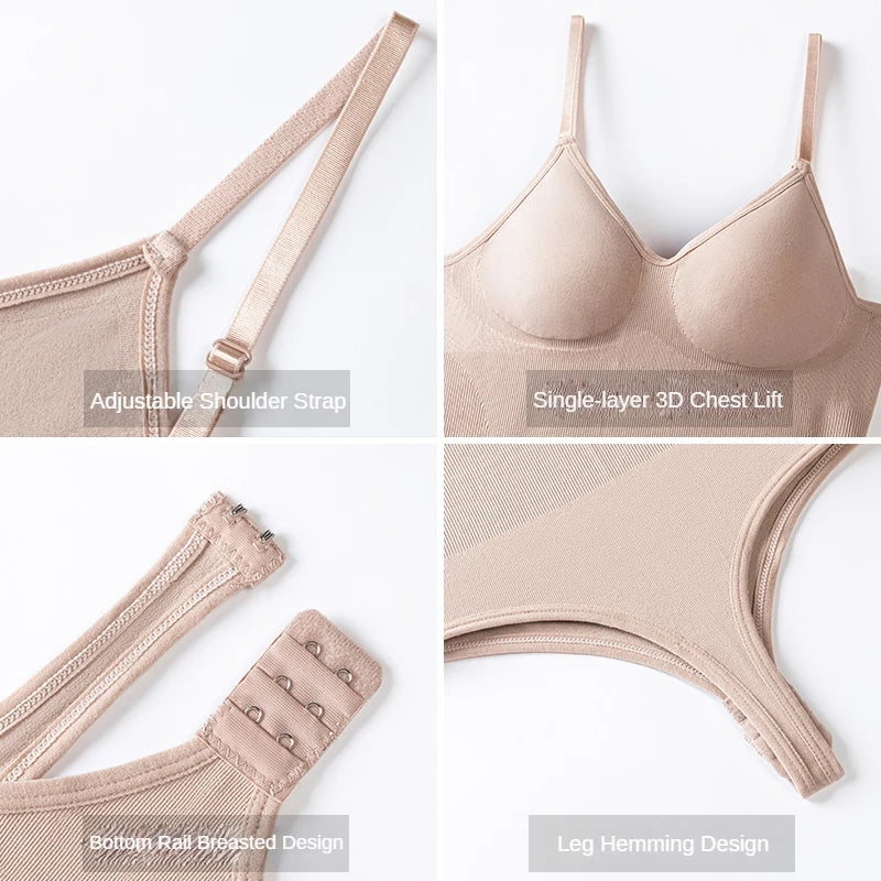 Women Low Back Seamless Bodysuits Shapewear Thong Butt Lifter Full Body Shaper Lady Slimming Camisole Tops Tummy Control Corset