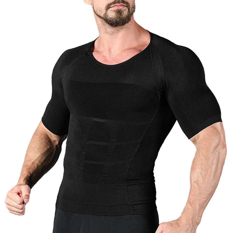 Men Body Shaper Tight Compression Shirts Tummy Control Abdomen Slimming Shaping Back Support Gynecomastia Reduce Boobs Underwear